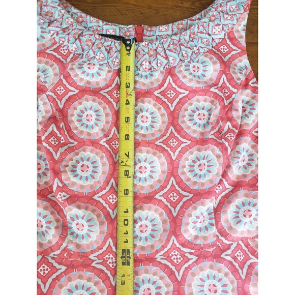 Talbot's Mixed Geo Print Fit & Flare Sleeveless Dress	Size 8 Lined Midi Cotton - Picture 15 of 16